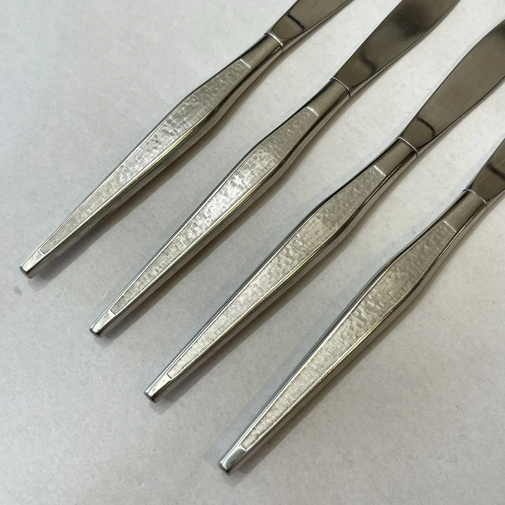 Vtg West Bend Oneida Shadow Wave Dinner Knives Set 4 MCM Stainless USA Retired